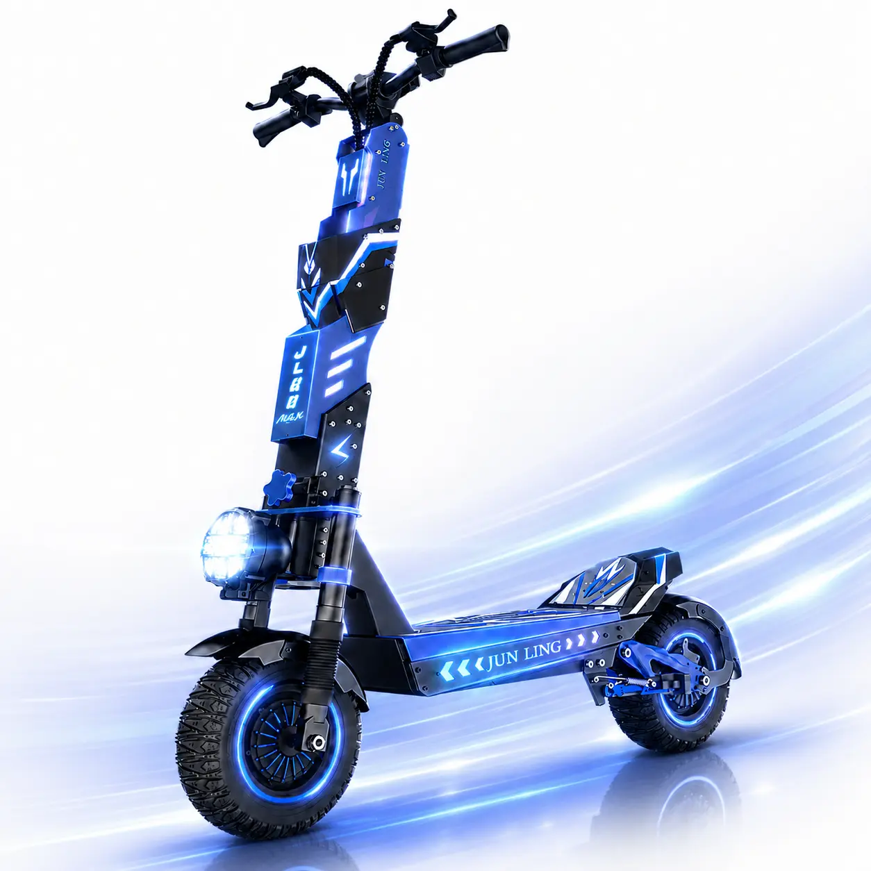 JL80Max Adult Electric Scooter - 6000W Dual Motor, 40 MPH Top Speed, 40-45 Mi Range, 60V/28.8AH Battery, Dual Suspension Hydraulic Brake, 12" Off-Road Foldable Portable Commuter E-Scooter with LED Lights, Music Speaker, 264lbs Load Capacity