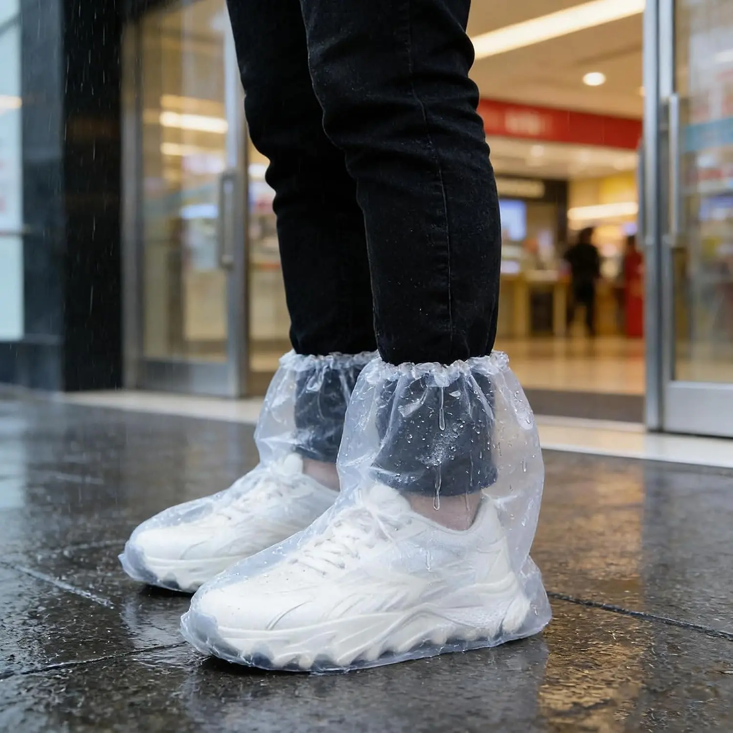 12 Pcs Waterproof Shoe Covers for Rain, Non-Slip Disposable Rain Shoe Covers, Plastic Shoe Ponchos, Thickened PE Material Boot CGift