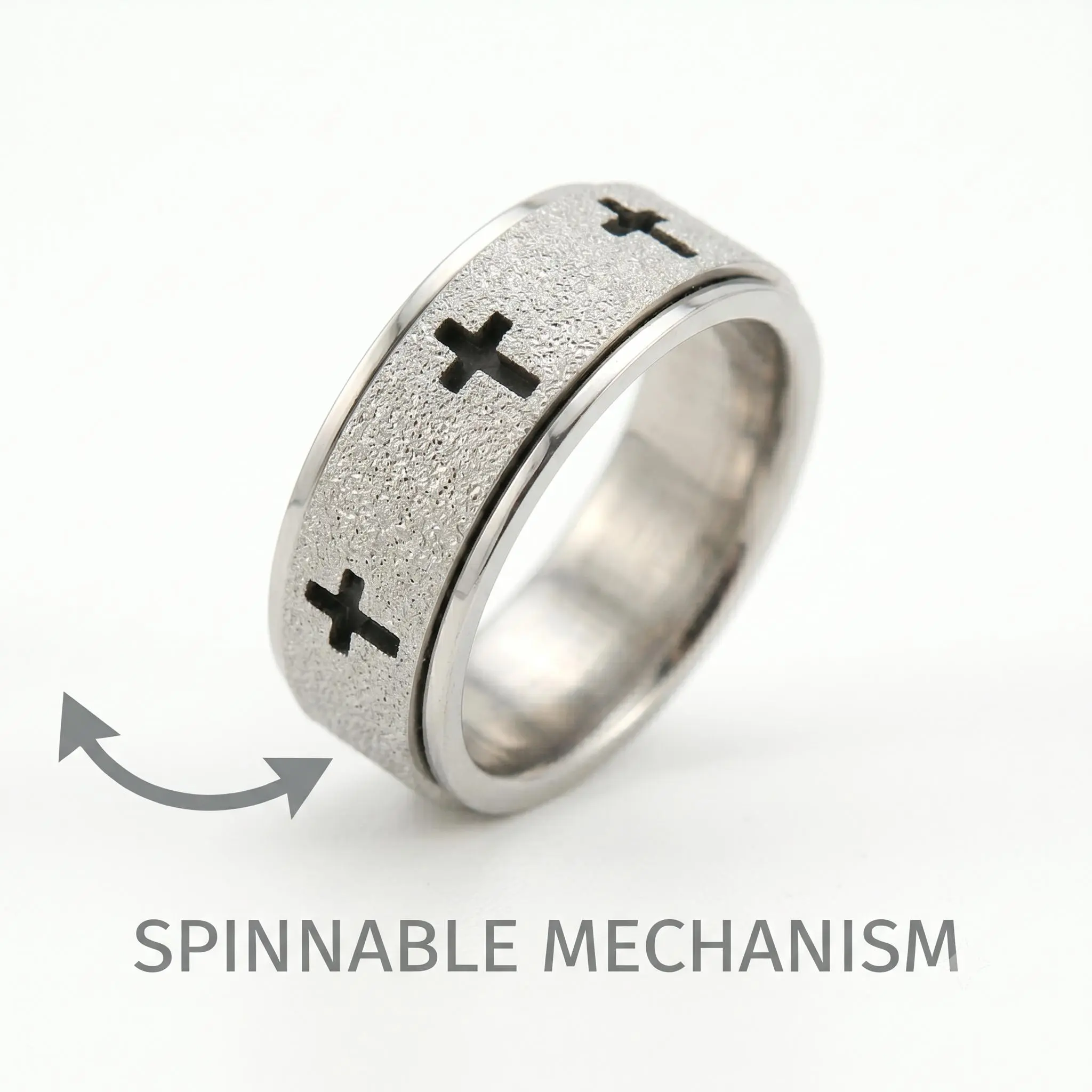 Cross Design Rotating Ring for Female - Stainless Steel Jewelry, Anti-Anxiety Stress Relief Fidget Ring Gift, Anxiety Relief