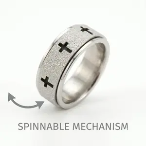 The Cross Anxiety Spinner Ring: Fidget Ring for Women - Anti-Anxiety Gift for Teen Girls & Boys