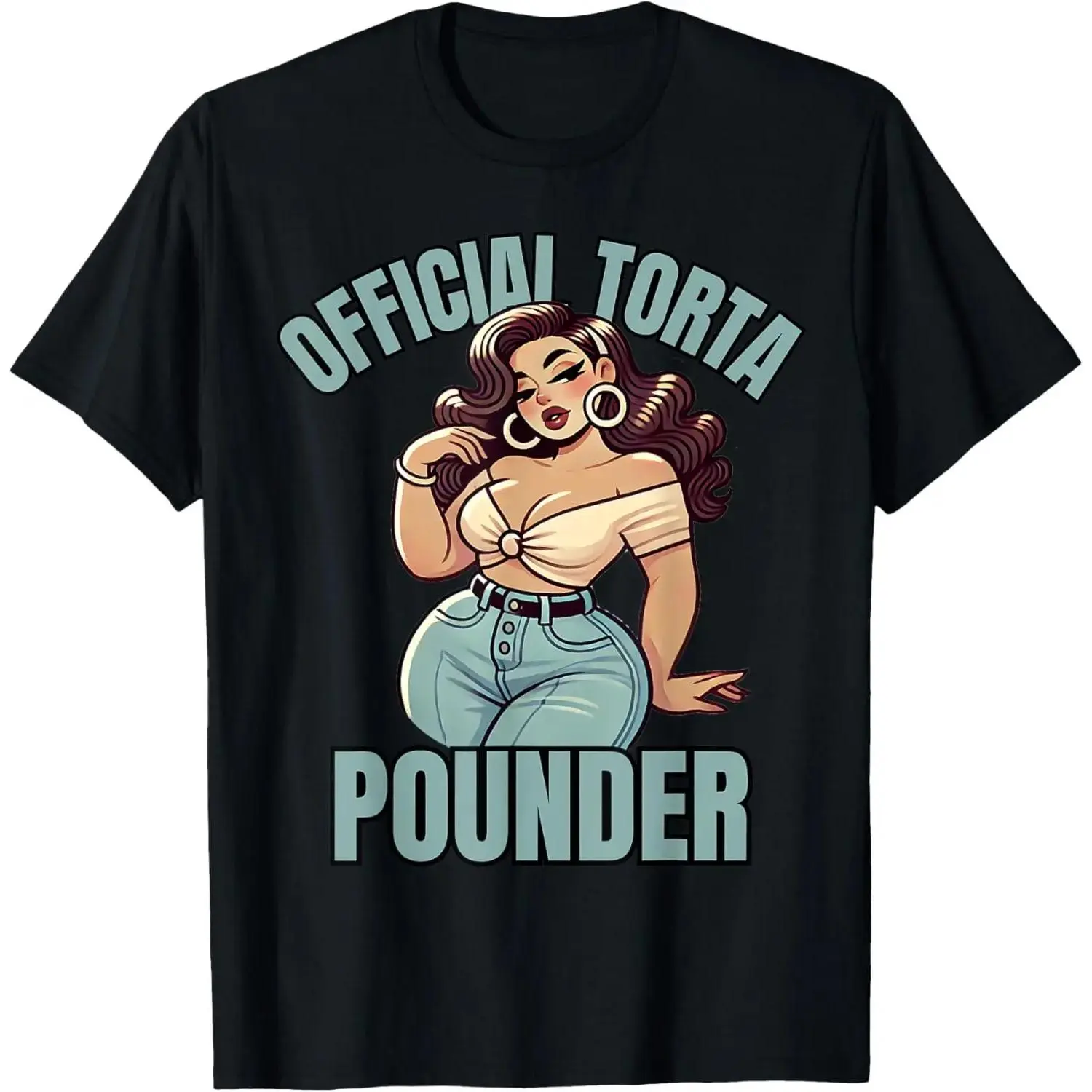 100% cotton Mexican Latino Car Show Cholo Torta Pounder Latina Pinup T-Shirt