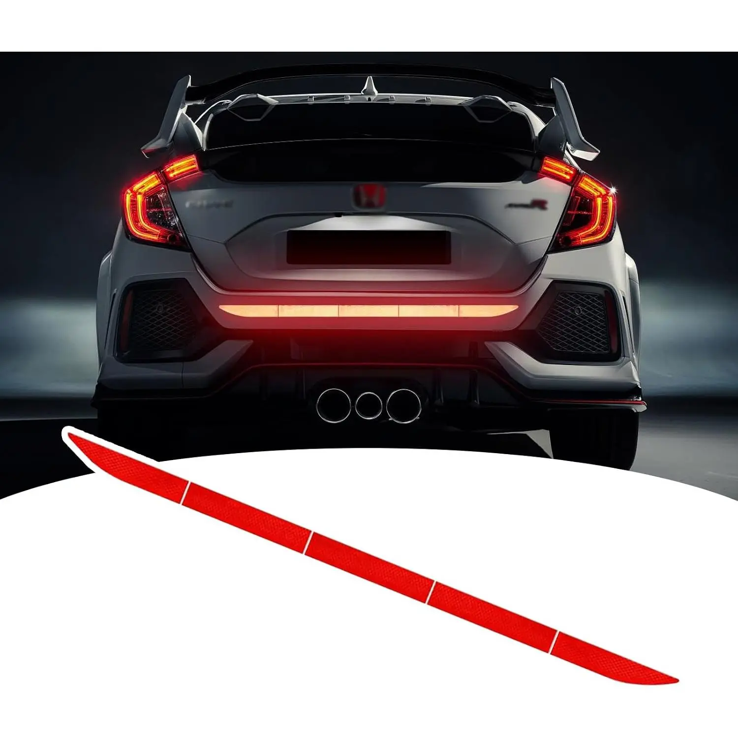 Rear Bumper Cover Guard Reflective Sticker Anti-Scratch Trunk  Reflective Protector for  Auto SUV Pickup (Red)