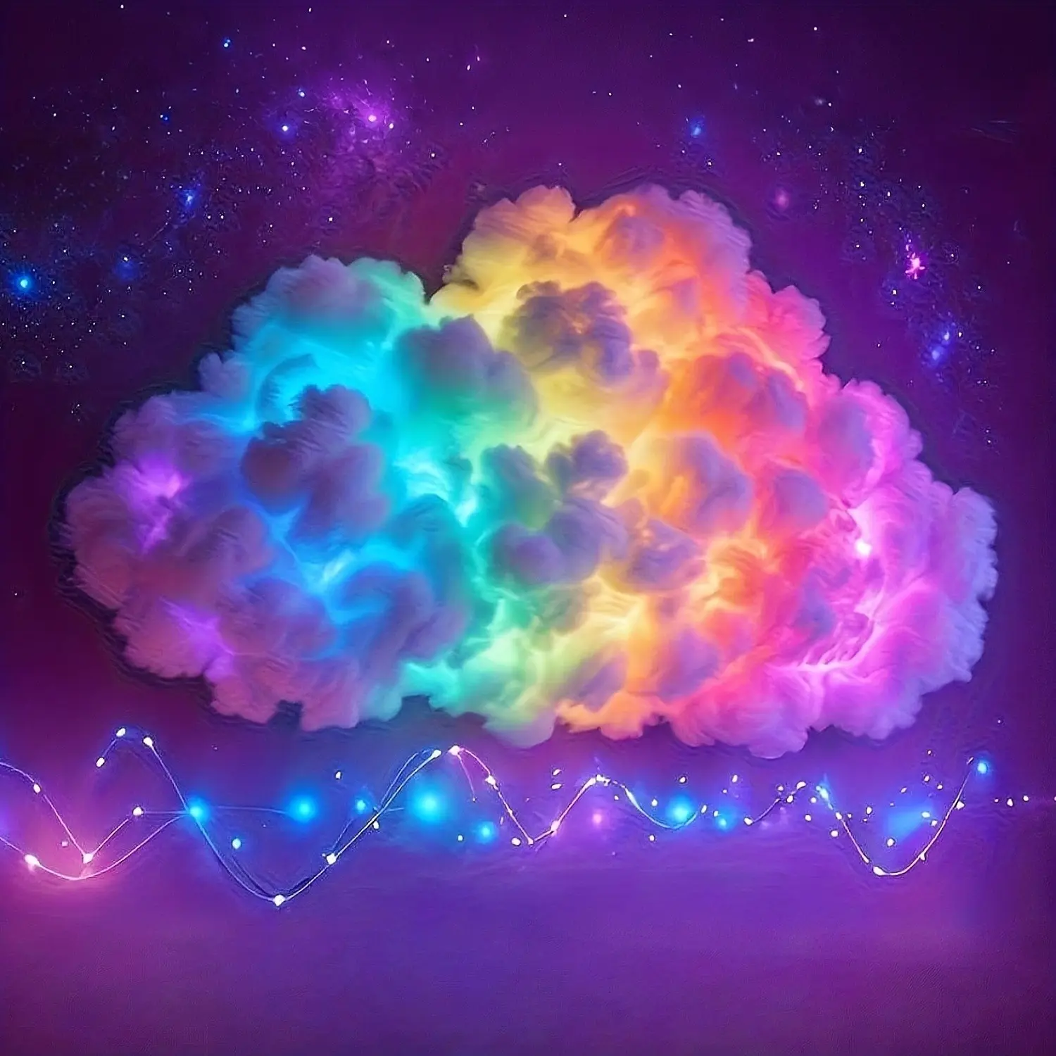 3D Thundercloud LED Light, Cloud Lights, LED Mood Lighting, Smart RGB LED Strip Light, Colorful Ambient Night Light with Music Synchronization Mode, Color Changing, USB Powered, DIY Wall/Ceiling Mount, Suitable for Bedroom, Game Room, and Party Decoration