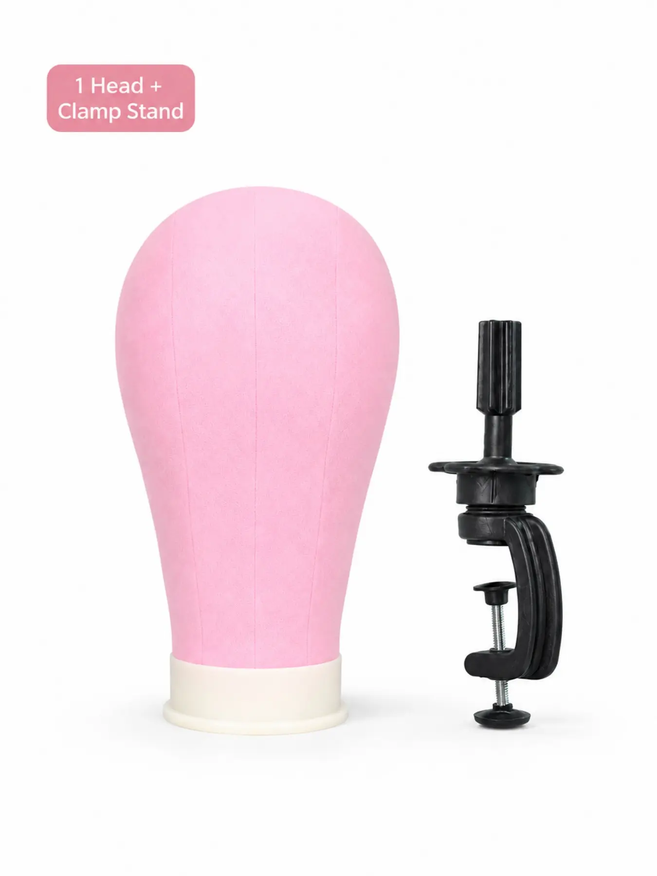 22# Wig Making Mannequin Head Set with Table Clamp Stand, 55cm Fabric-Covered Wig Head for Sewing, Styling, Display, Beauty School Practice