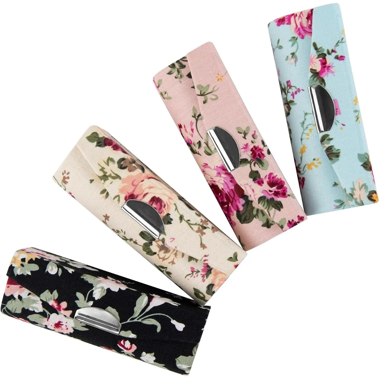 , 4 Pack Floral Lipstick Case with Mirror for Purse Travel Holder