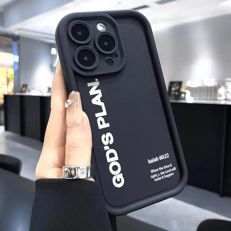 Phone case for iPhone 17 Pro Max 16 Plus 15 14 13 12 11 Air XR E GOD'S PLAN Advanced fashion gift Shockproof Silicone TPU Bumper Drop Protection Soft Cover