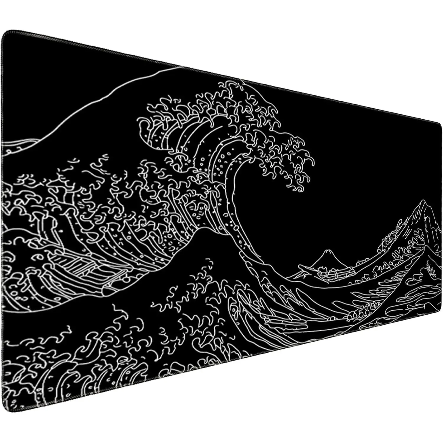 Professional Extended Gaming  Pad - 31.5" x 15.7" Large Desk Mat with Stitched Edges,  Coating Non-Slip Rubber Base for Gamers Esports Pros Office , Black Wave