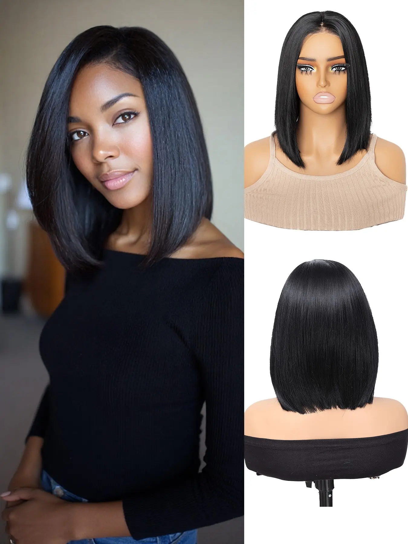 6x4 Glueless Wigs Synthetic Lace Front  Wig, 10 Inch Short Bob Straight Hair, Natural Look Front Lace Wig For  Women Wear Daily Parties, Holidays, Music Festivals, Halloween And Christmas Gifts
