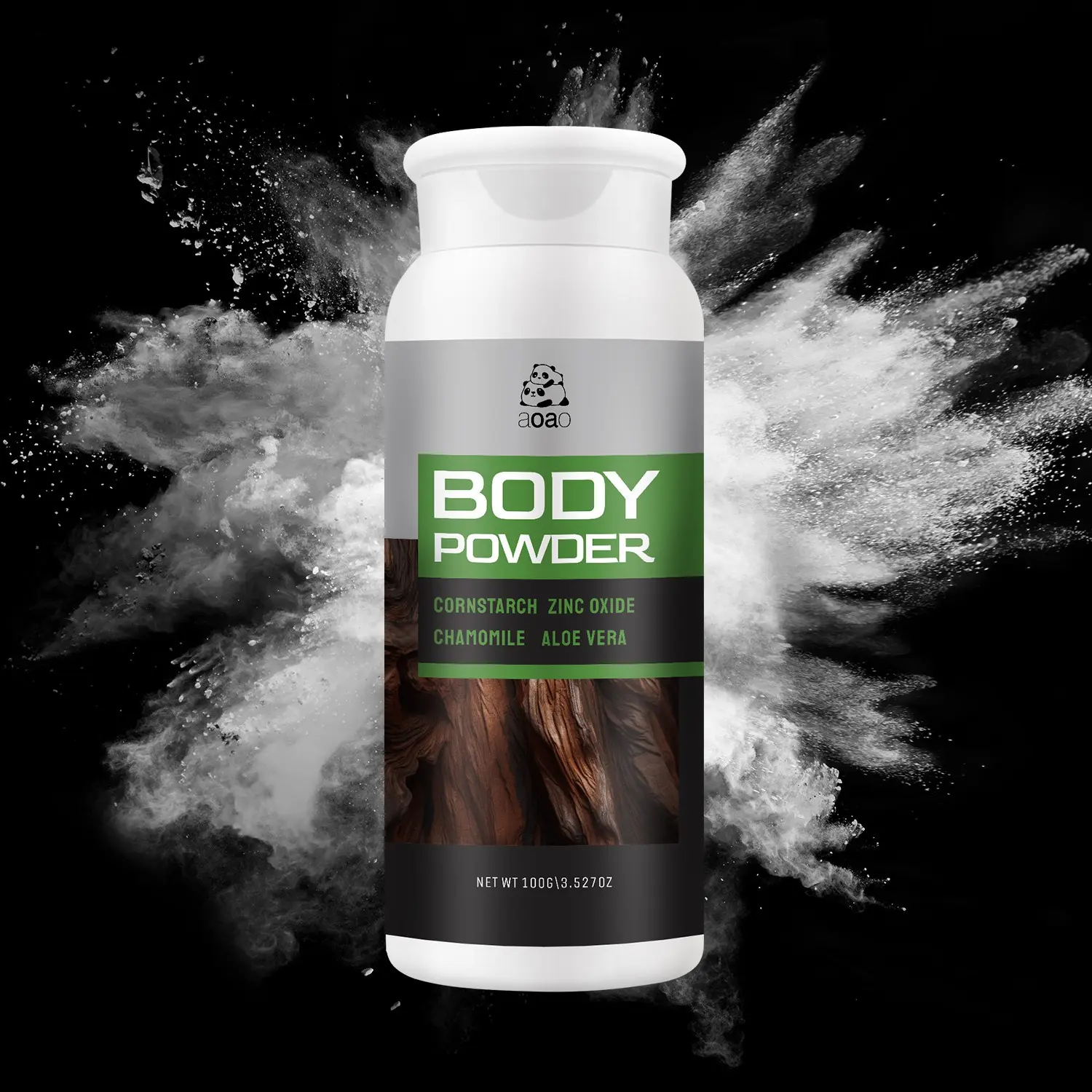 Sandalwood Body Powder, Corn Starch Powder For Body, Sweat Absorbing, Odor Eliminating, Long-Lasting Freshness, 100g, for Underarms, Inner Thighs, Full Body Dryness