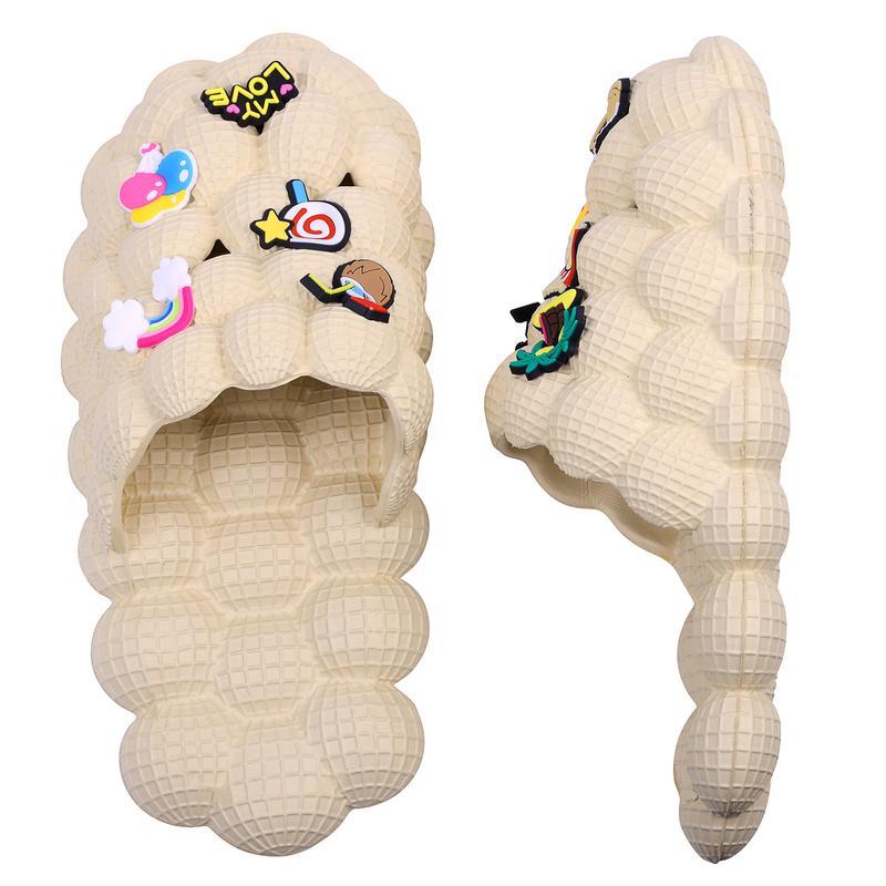 (New)DIOLV Summer Bubble Slides with Charms Boys Girls Golf Ball Shoes Funny Lychee Massage Bubble Slides Kids Non-Slip House Slippers Beach Sandals