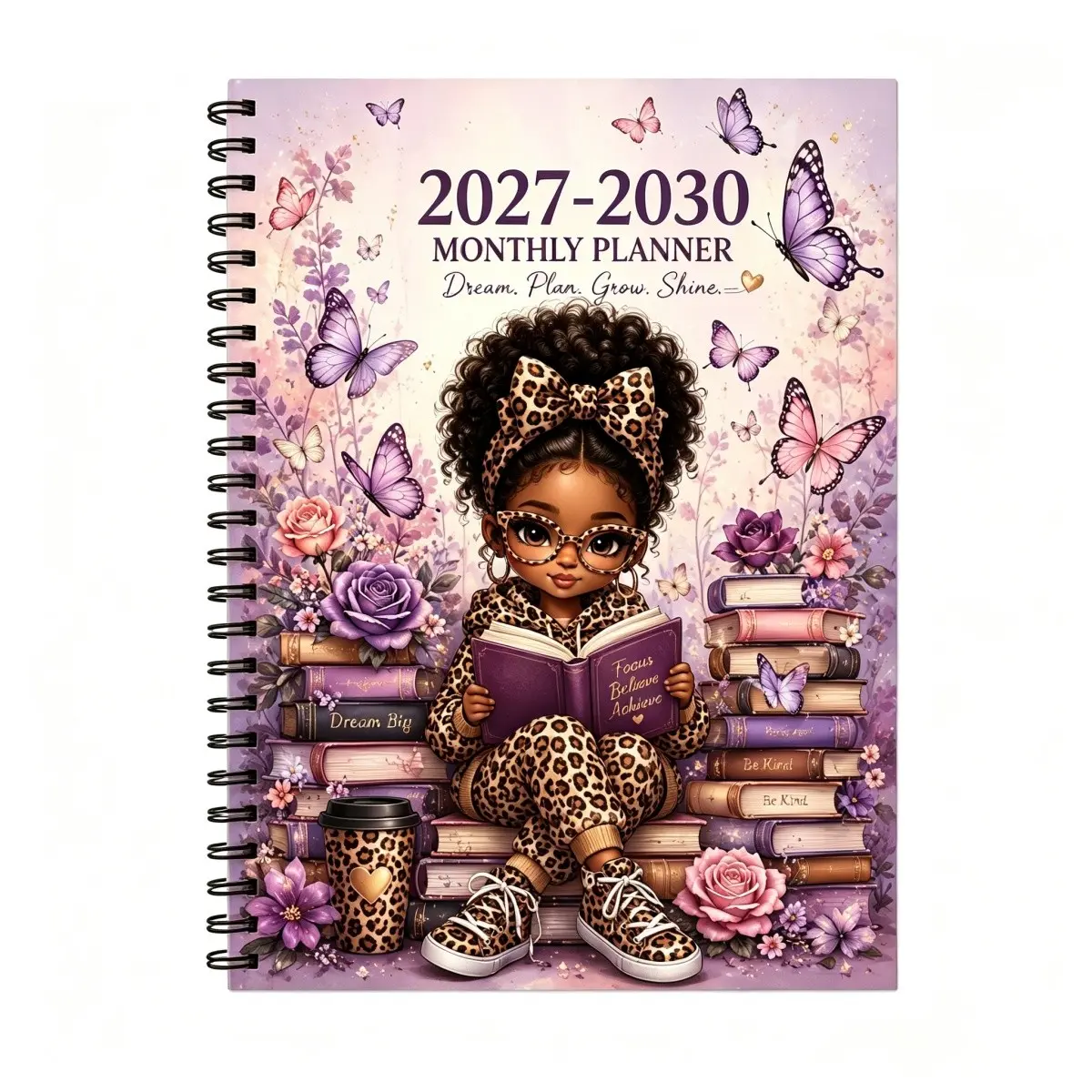 2027-2030 Four-Year Calendar Planner Notebook, Office Planner, Book Lover Theme Diary, Annual Calendar, Monthly Labels, 36 Pages, 5.5x8.3 Inches, Thick Paper, Perfect Gift