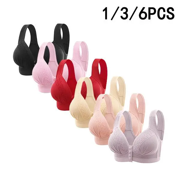 EssElegance 1/3/6PCS Women's Push-Up Jacquard Bra | Wireless Everyday Comfort Lingerie | Adjustable Support Straps Bralette | Soft Supportive Underwear | Basic Intimates for Daily Wear