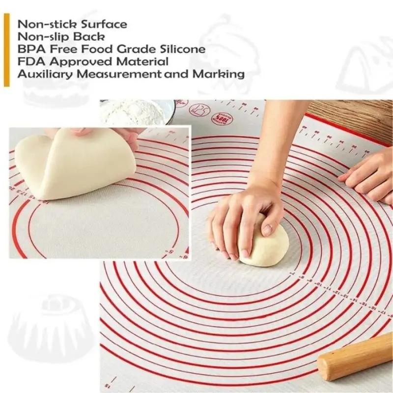 Silicone Table Mat for Kneading Dough, 1 Count Non-Slip Non-Stick Kneading and Baking Mat for Pizza Making, Kitchen Baking Utensils, Baking Tools