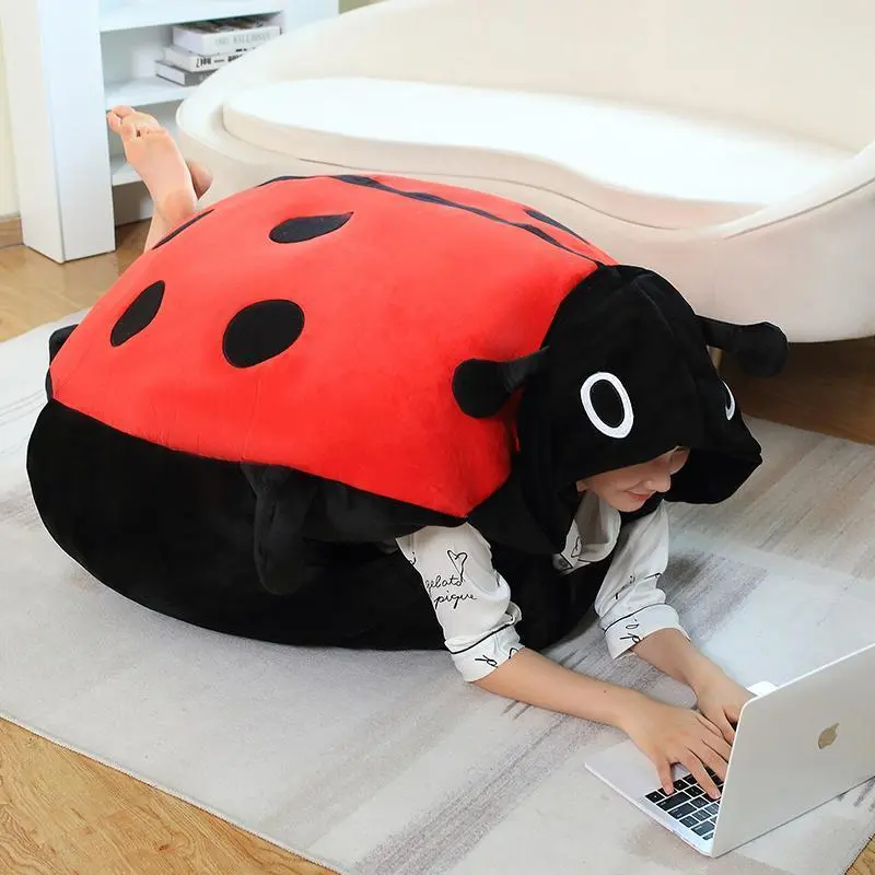 Cartoon Ladybug Shell Plush Toy - Soft Polyester Fabric Unisex Home Decor, Bedroom Sleeping Pillow, Bed Cushion, Funny Party Cosplay Gift
