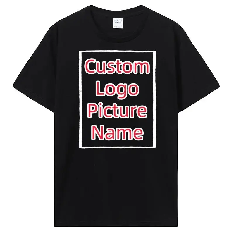 Personalized Men's Cotton T-shirt with Your Design, Logo or Text, Casual Short Sleeve Round Neck Streetwear Top, Shortsleeve, Menswear