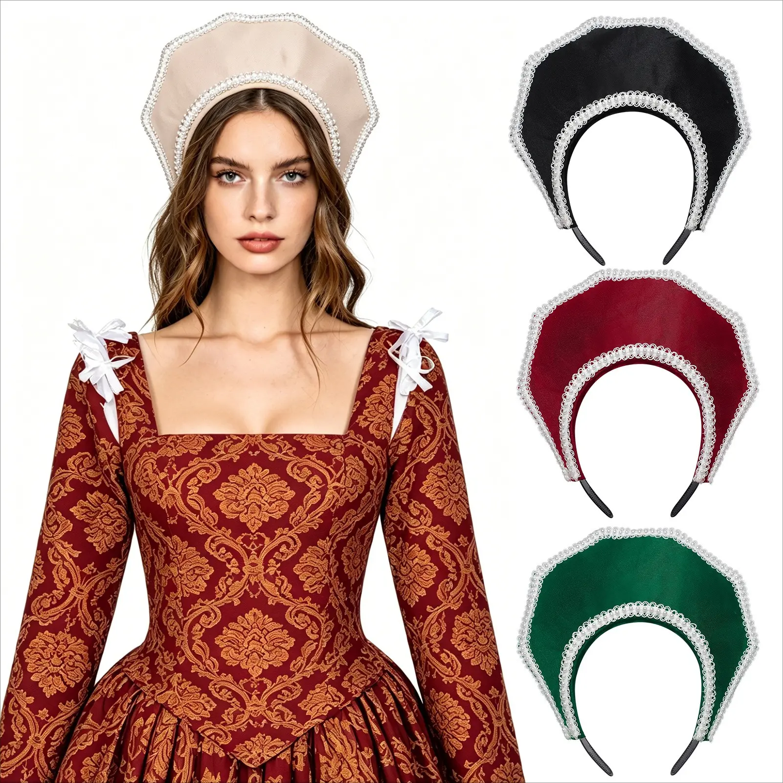 Women's Elegant Coronet-Shape Hair Crown - 1 Size, Lightweight Comfortable Fit, Ornate Details, Adjustable Styling Accessory for Renaissance Costume Enthusiasts, Halloween Cosplay