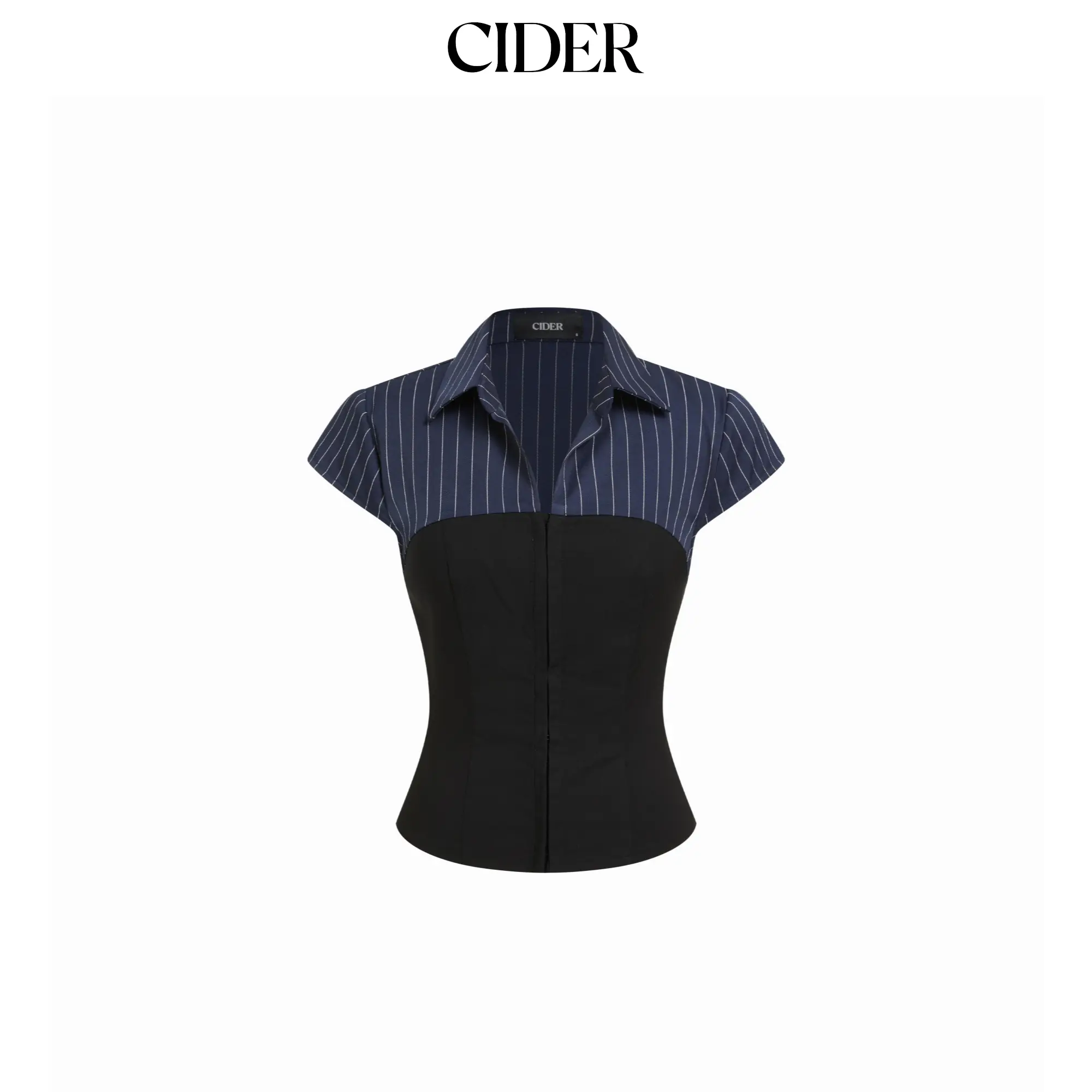 Cider Striped Color-Blocking Short Sleeve Blouse SummerWins SummerFinds