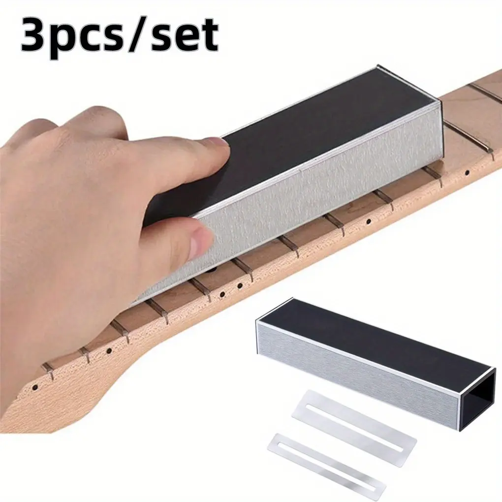 3 Pcs guitar string care tool, balance bar and polishing pads, practical instrument repair tool for correcting uneven plucking, eliminating string humming, suitable for guitarists, amateur pianists, and daily guitar tuning work
