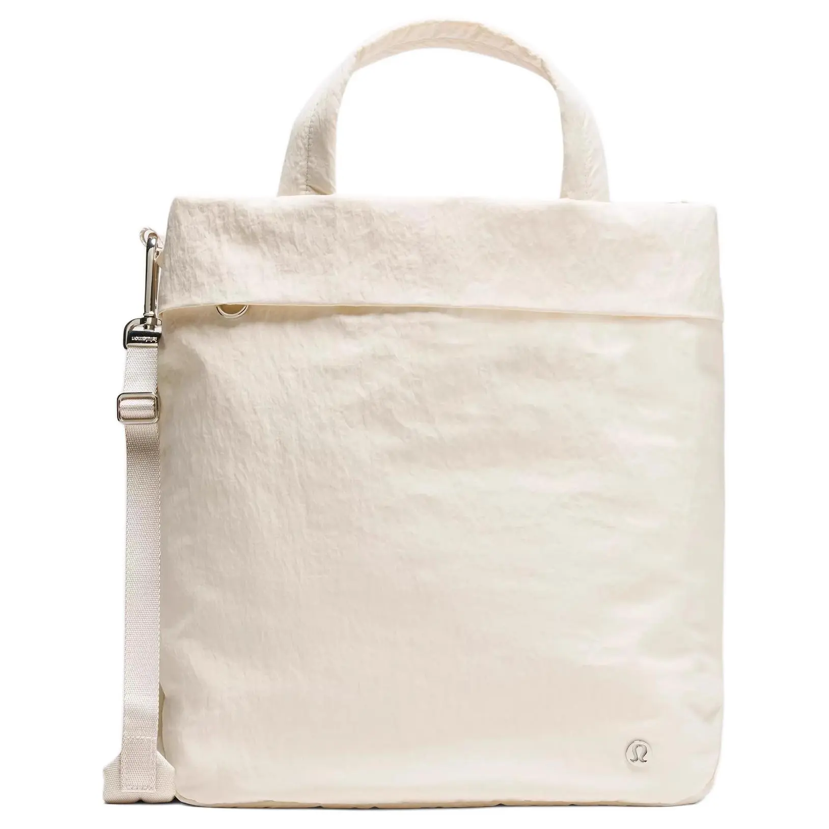 Lululemon On My Level 20L Nylon Carry-All Women's Handbag, Wrinkle Design, Adjustable Detachable Strap, Light Ivory (Unisex Fit), Carry-All Women's Handbags