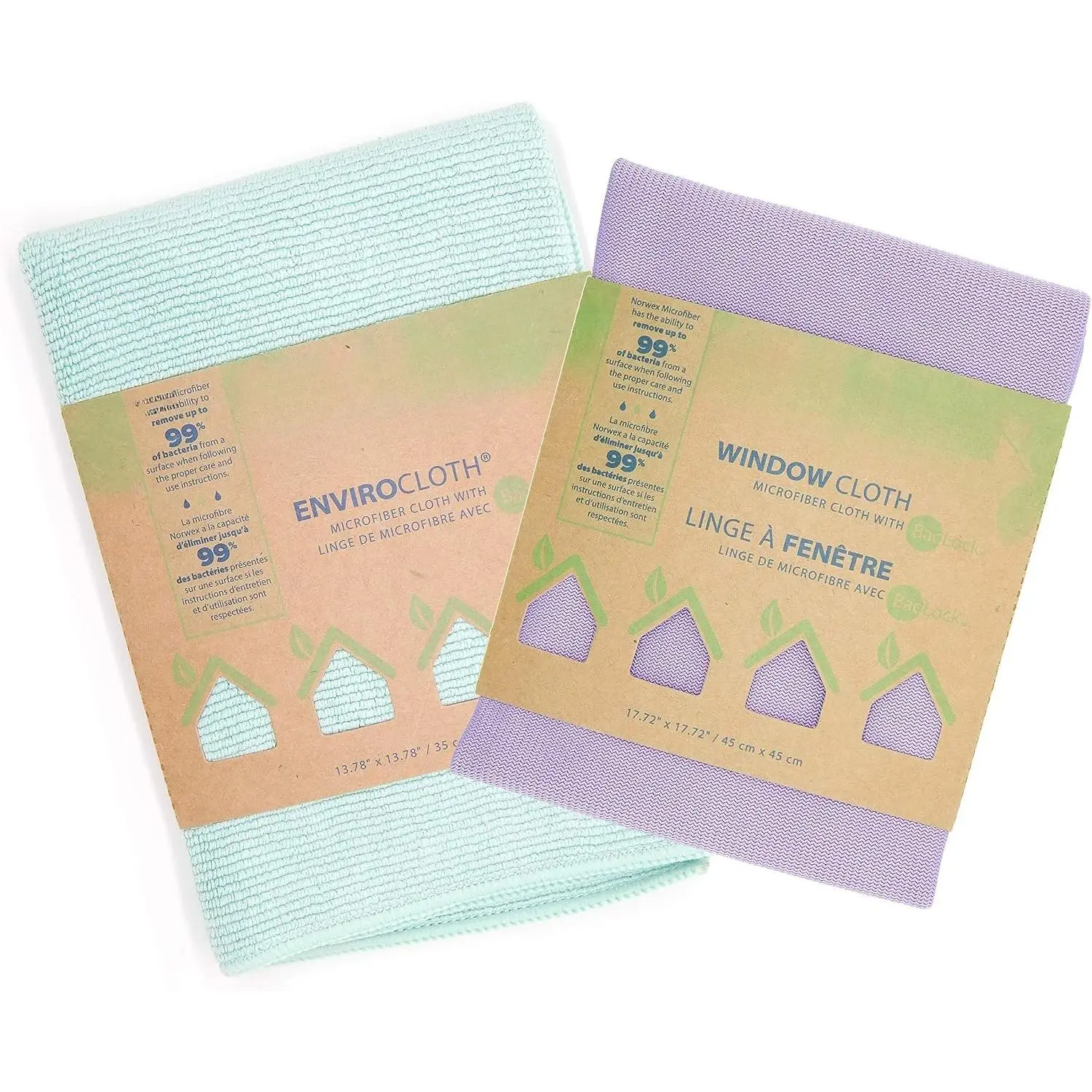Package - Microfiber - Glass Window Cleaning Cloth and Household Enviro Dusting Cloth Colors May Vary
