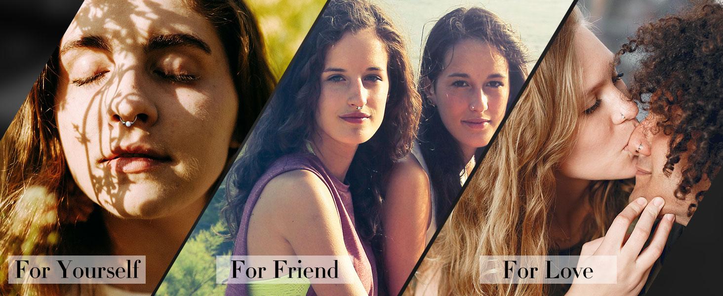 2PCS 316L Surgical Steel Nose Rings Hoop 18g 20g Opal Nose Rings for Women Septum Rings 8mm/10mm Nose Piercing Jewelry Cartilage Earring