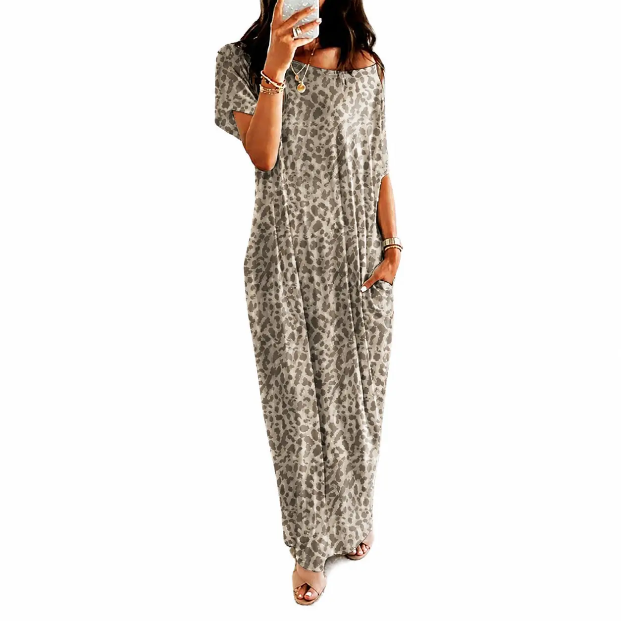 Buttery Soft Oversized Lounge Dress with Pockets |   Casual Short Sleeve Batwing Nightdress |   Comfortable Loose Fit Sleepwear & Daywear for All Seasons Womenswear Viscose Loungewear