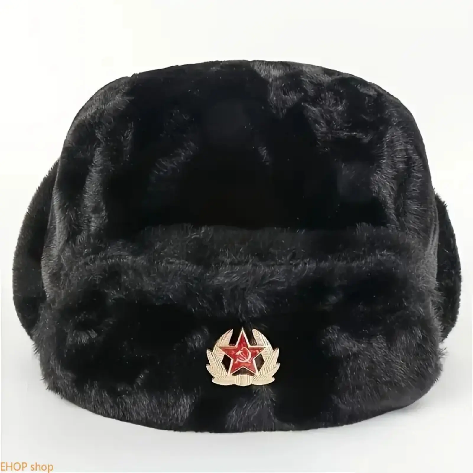 Women's Unisex Faux Fur Ushanka Hat - Solid Color Russian-Style Winter Hat with Warm Ear Flaps, Cozy Outdoor Cold Weather Headwear