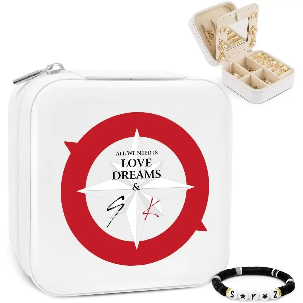 Stray Merch Travel  Box Portable  Organizer Storage Case with Mirror and Bracelet for STAY  Fans