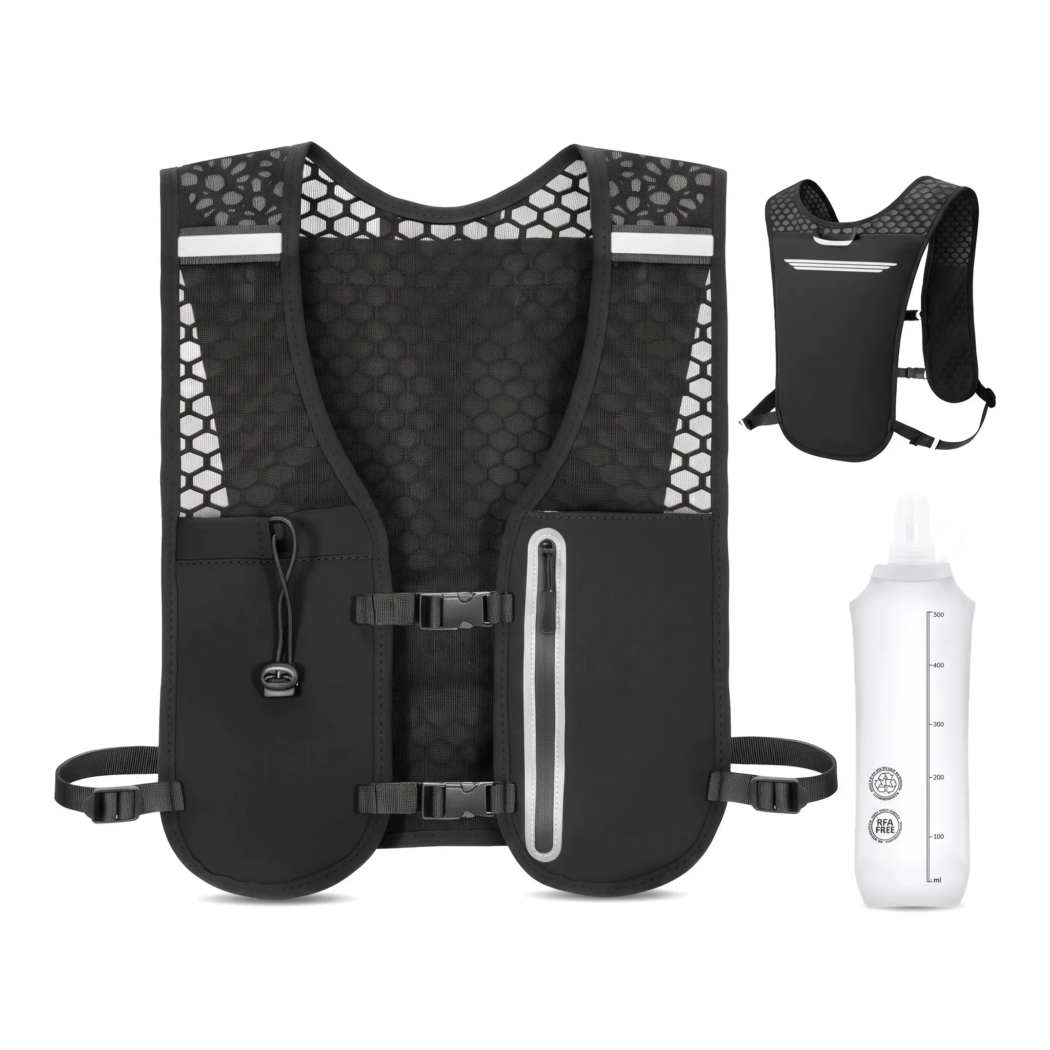 Stay Hydrated Hands Free Running Vest With 500ml Soft Flask Adjustable Chest Straps Lightweight Breathable Mesh For Women Men Trail Marathon Cycling Hiking Race