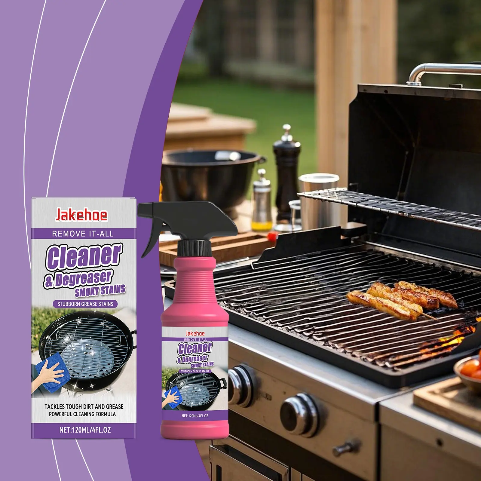 BBQ Grill Rack Cleaner, Removes Stubborn Grease and Oil Stains, Degreaser for Grills and Frying Pans, Effective Cleaning Agent