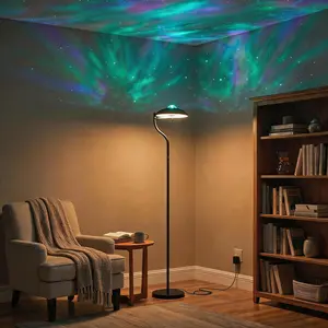 Floor Lamp, Ambient Lighter, Ripple Water Lighter and Star Projector w/ 350° Rotating Design, for Bedroom Living Room Home Theater