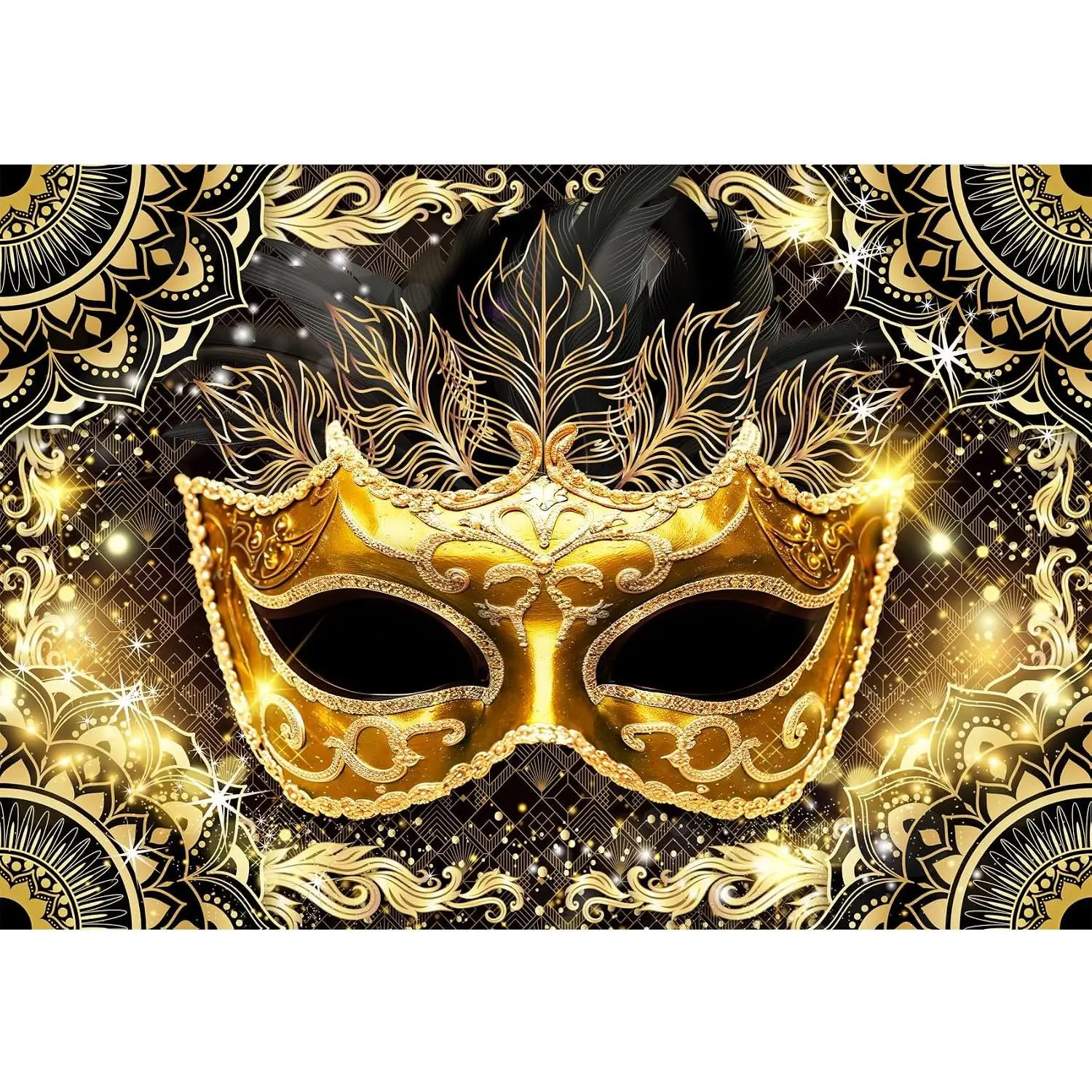 Mardi Gras Masquerade Party Backdrop Party Decorations, , 7x5ft | Birthday Phootshoot,Photography Background, Photo Booth Props, Vinyl