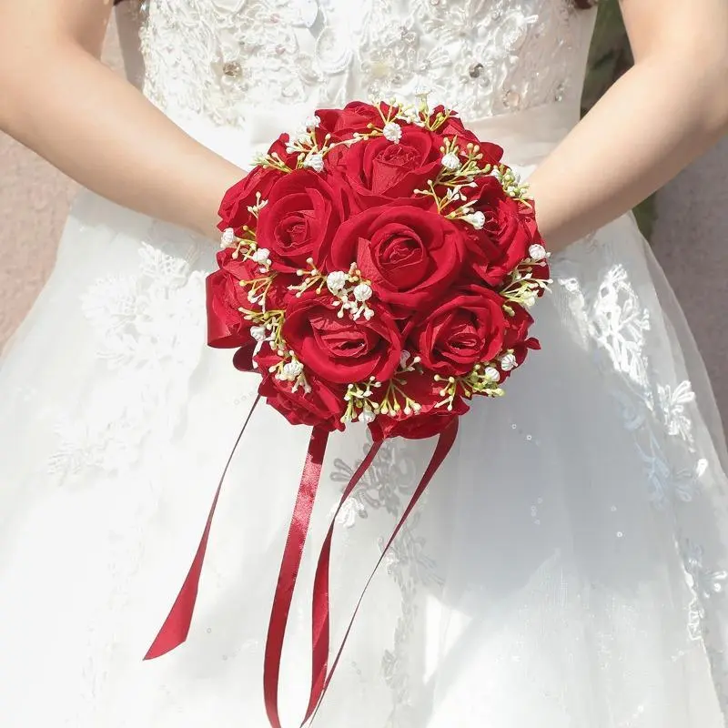 Mock Rose Bouquet Hand-Held Bride Holds Bouquet Rose Bouquet for Party Church Wedding