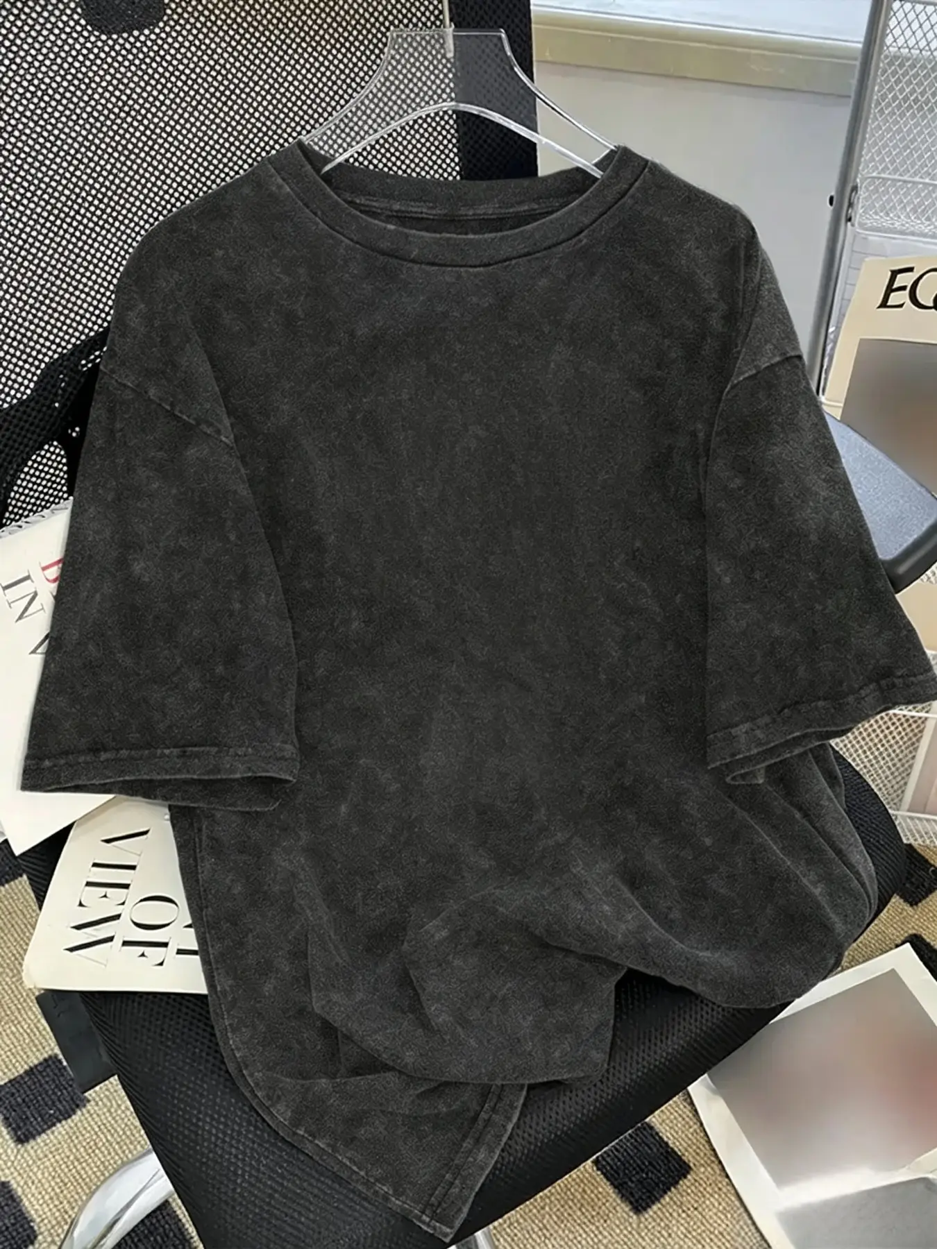 2026 Loose Fit Vintage Washed Knit Casual T-Shirt, Comfortable Streetwear, Summer Oversized Plus Size Tee, Retro Style Top, Round Neck