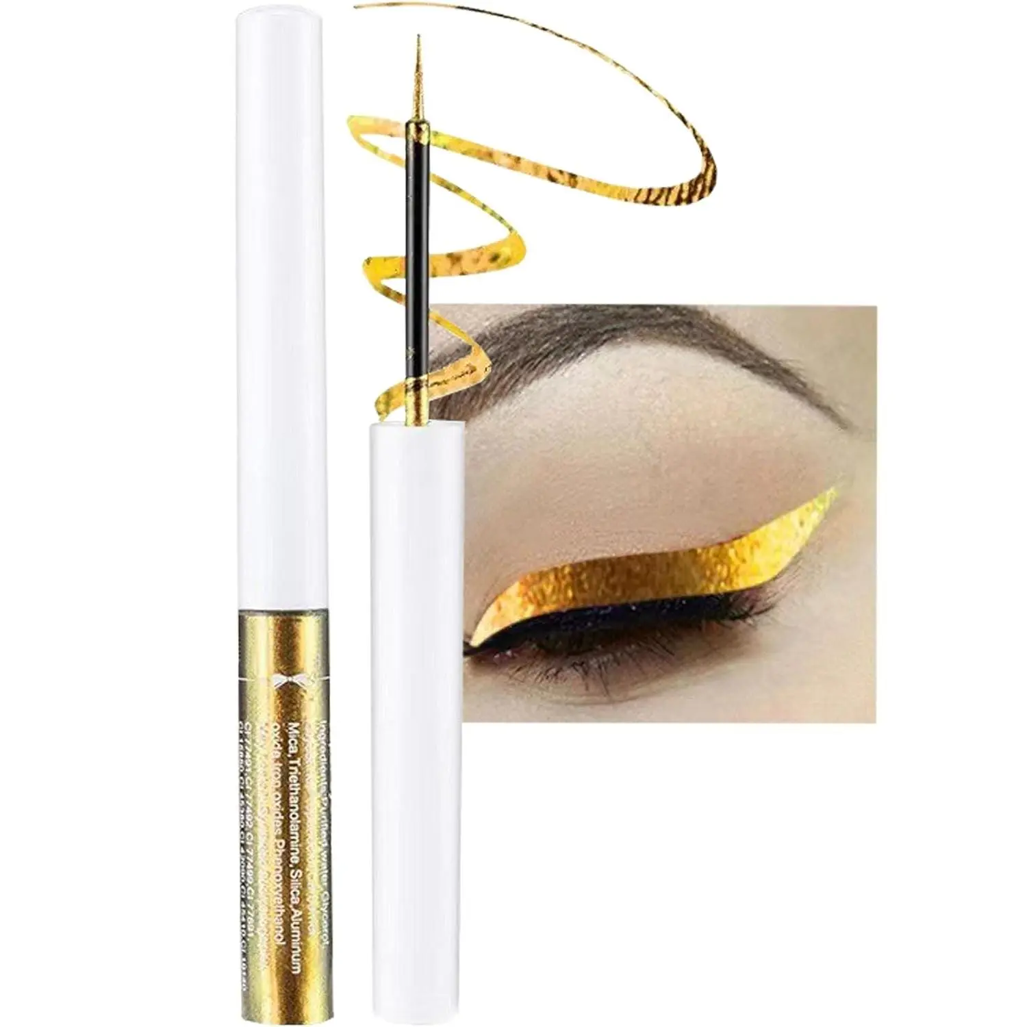 Chameleon Multichrome Glitter Eyeliner Liquid Kit-6Pcs Purple/Blue/Gold/Green Metallic Satin Colored Finish Eye Liner Eye Shadow Stick, Longwear, Ultra-Fine Tip Eyeliner Pen, for Glitter Makeup