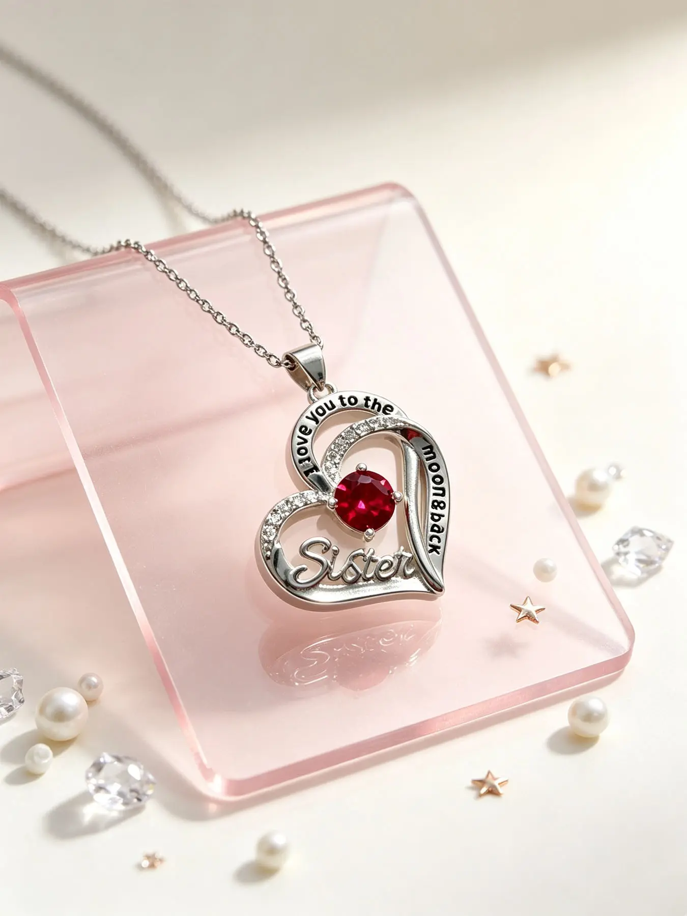 Heart-Shaped I Love You Pendant Necklace, Exclusive Heart Necklace for Siblings, Elegant Double Layer Heart Pendant, Birthday Jewelry for Best Friends