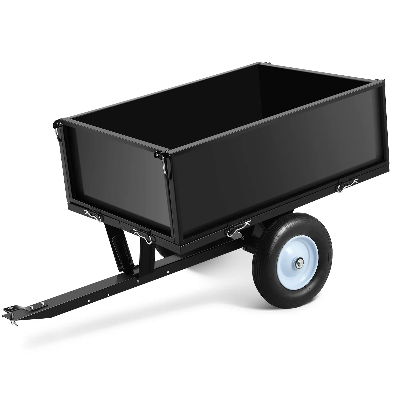 500 lb ATV Trailer with 11.4 Cu. Ft Steel Dump Cart – Heavy Duty Tow-Behind Lawn Mower Trailer with Removable Sides for Garden and Utility Use