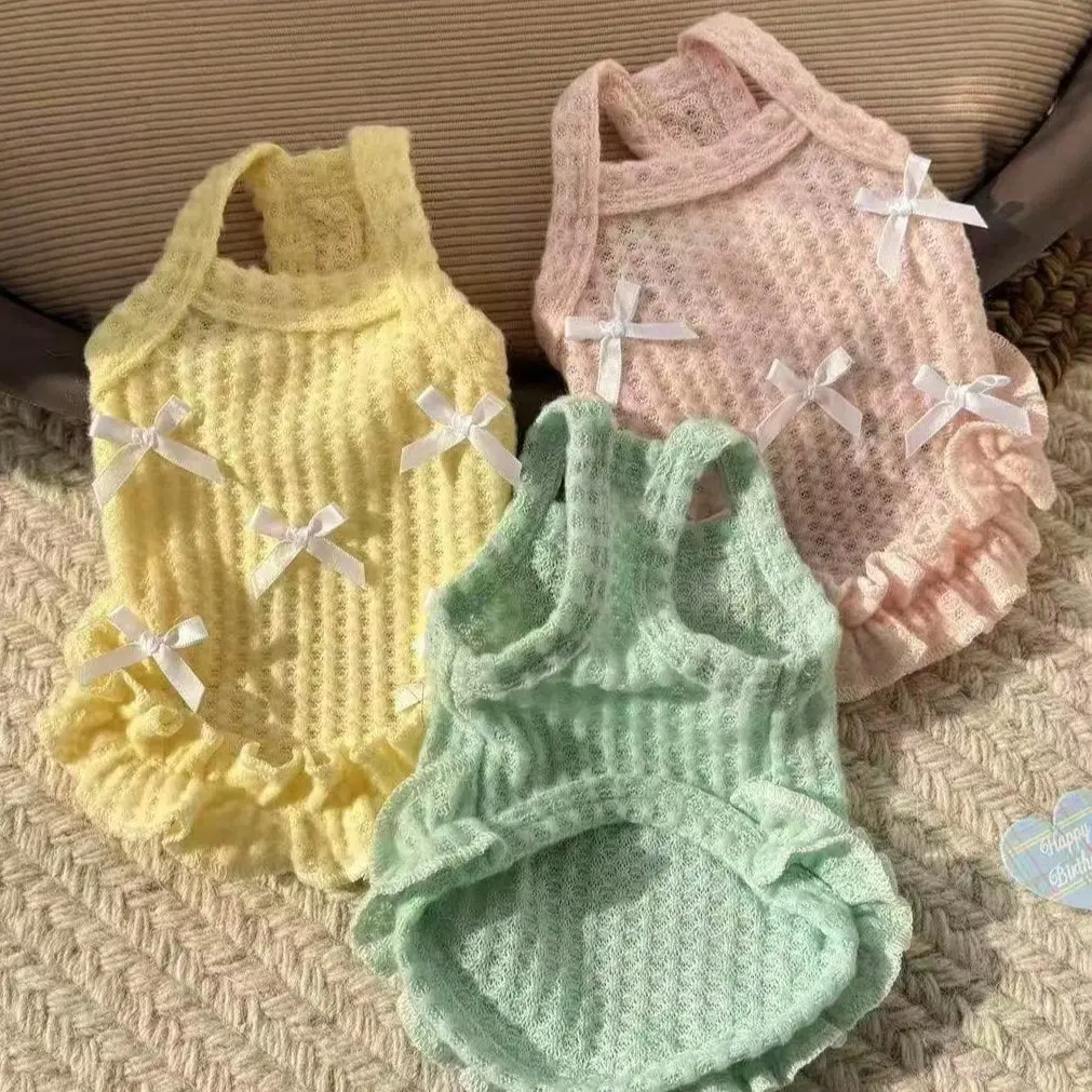 Pet Summer Sleeveless Dress, Cute Breathable Lightweight Bow Princess Dress, Lace Dress for Poodles, Yorkshire Terriers, Bichon Frises, Chihuahuas, Puppy Clothes