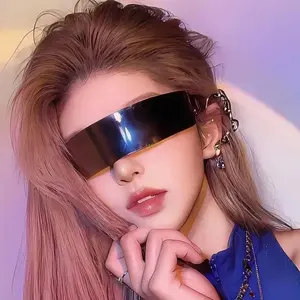 3PCS Futuristic Hip-Hop Sports Eyewear for Halloween, Integrated Technology, Nightlife Design, No Battery