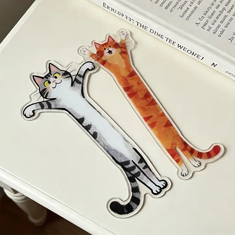 1/2/4pcs Funny Thin Cat Acrylic Bookmarks, High Transparency Cat Shape Bookmarks, Perfect Gift for Book Lovers and Cat Enthusiasts
