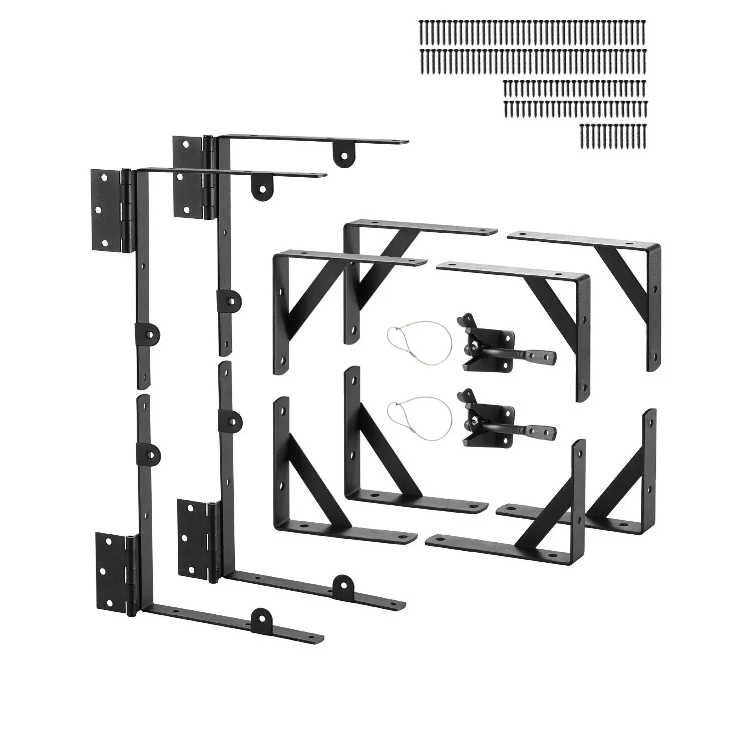 【toolupgrade】VEVOR Gate Corner Brace Bracket, 2 Sets, Anti Sag Gate Frame Hardware Kit, Gate Frame Brace Bracket with Latch Lock, Screws, for Shed Doors, Corral Gates, Driveway Gates, Wood Windows, Iron, Black
