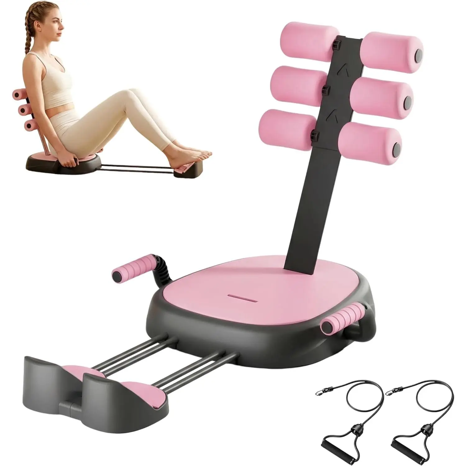 7 in 1 Ab Machine, Sit Up Exercise Equipment with Removable Auxiliary Handle, Home Workout Equipment for Abs, Legs, Arms, Ab Trainer Women Men