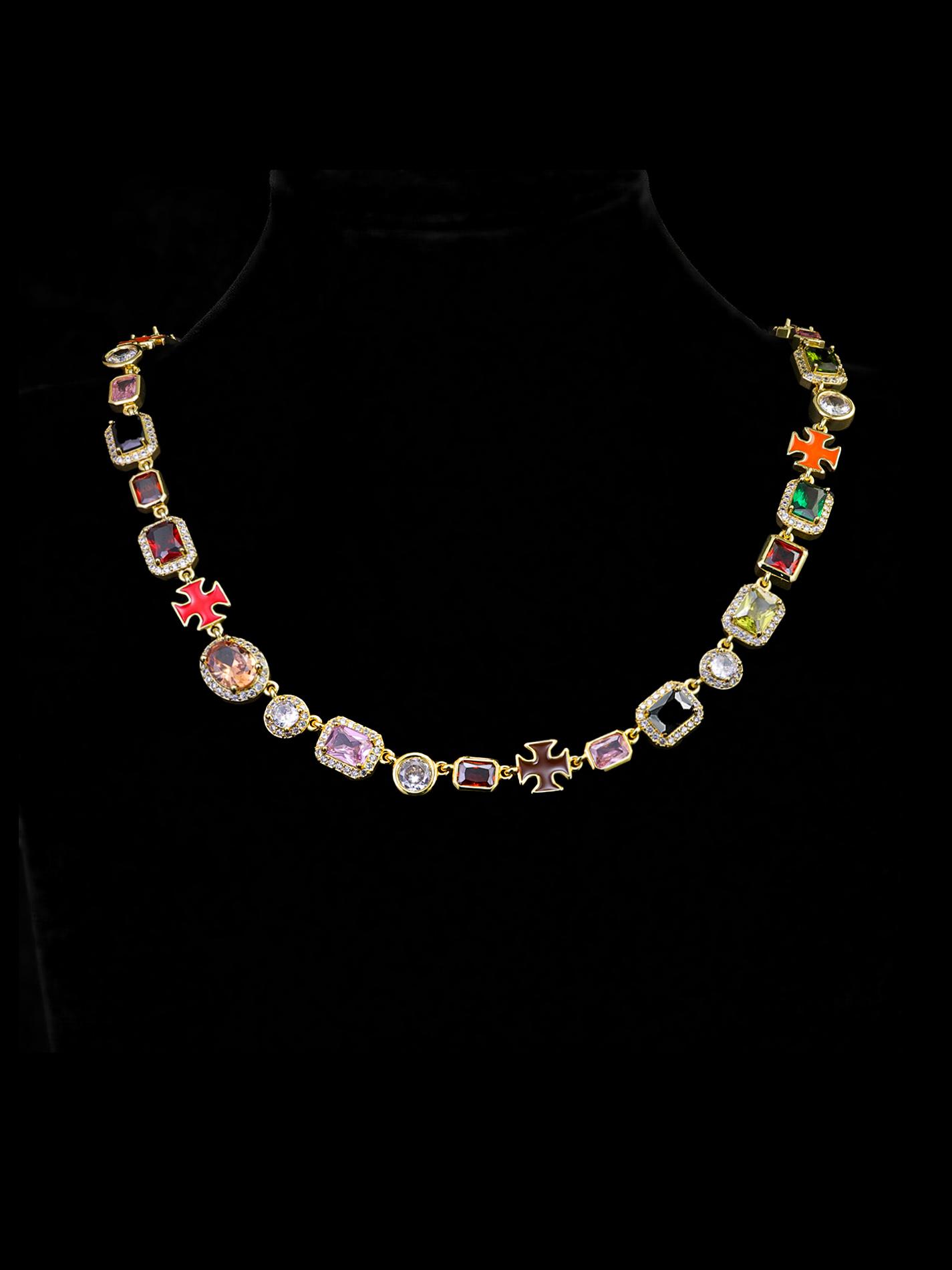 Colorful Faux Crystal Zirconia Necklace, Rhinestones Pendant Necklace, Zirconia Pendant, Light Luxury Holiday Gift for Others, Jewelry Accessories for Women & Girls