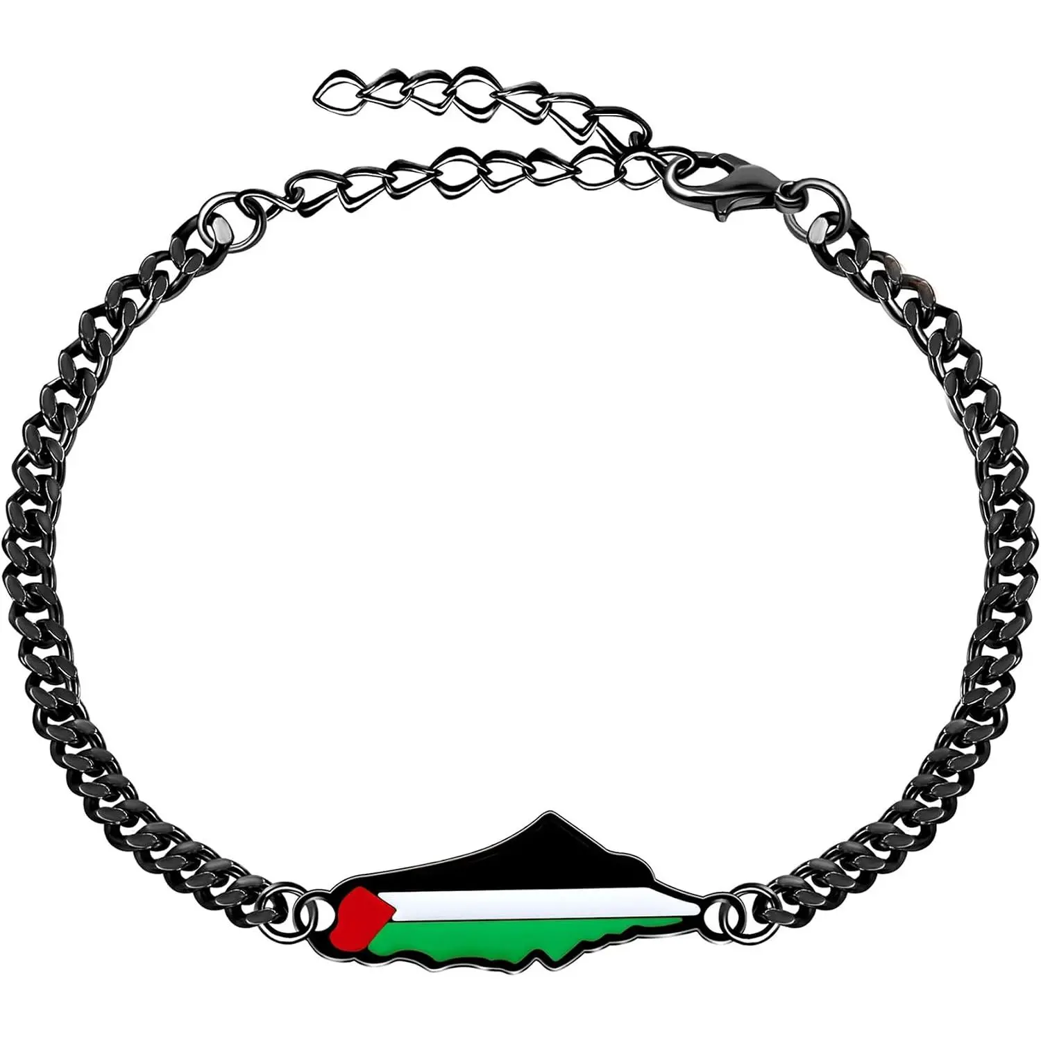 Enamel Palestinian Map Bracelet Adjustable Stainless Steel Chain - Peace and Unity Bracelets for Women Men YA5031