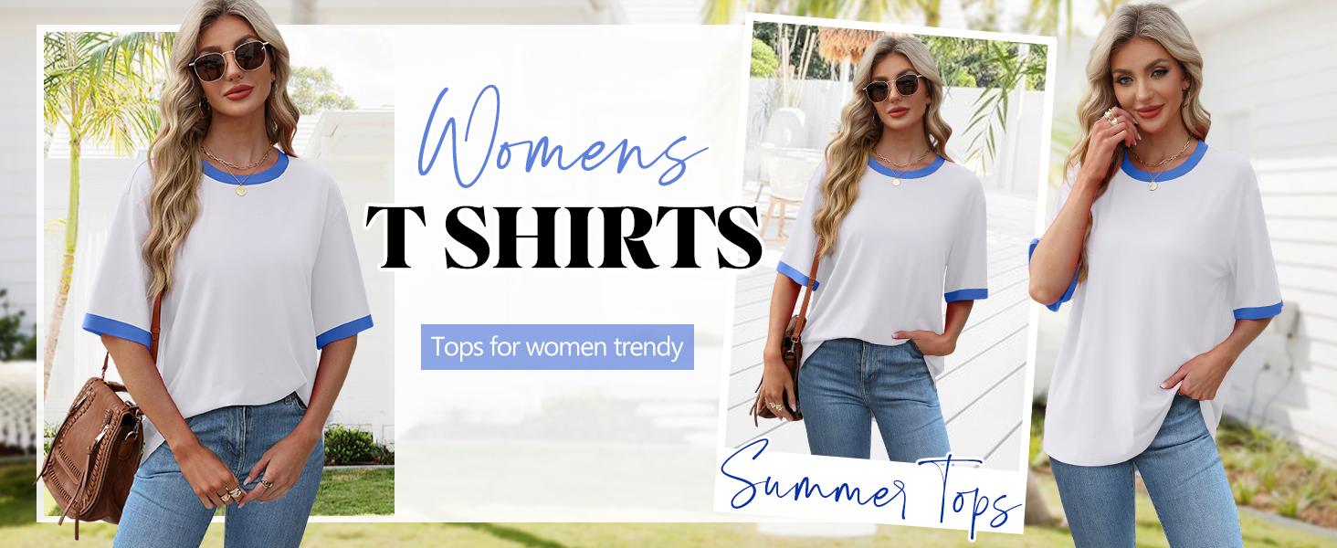 OFEEFAN Summer Tops for Women 2025 Short Sleeve Shirts Dressy Casual Crew Neck Tshirts Fashion Oversized Oversized Womenswear Crewneck SpringStatements OFEEFAN Summer Tops for Women 2025 Short Sleeve Shirts Dressy Casual Crew Neck Tshirts Fashion Oversized Oversized Womenswear Crewneck SpringStatements