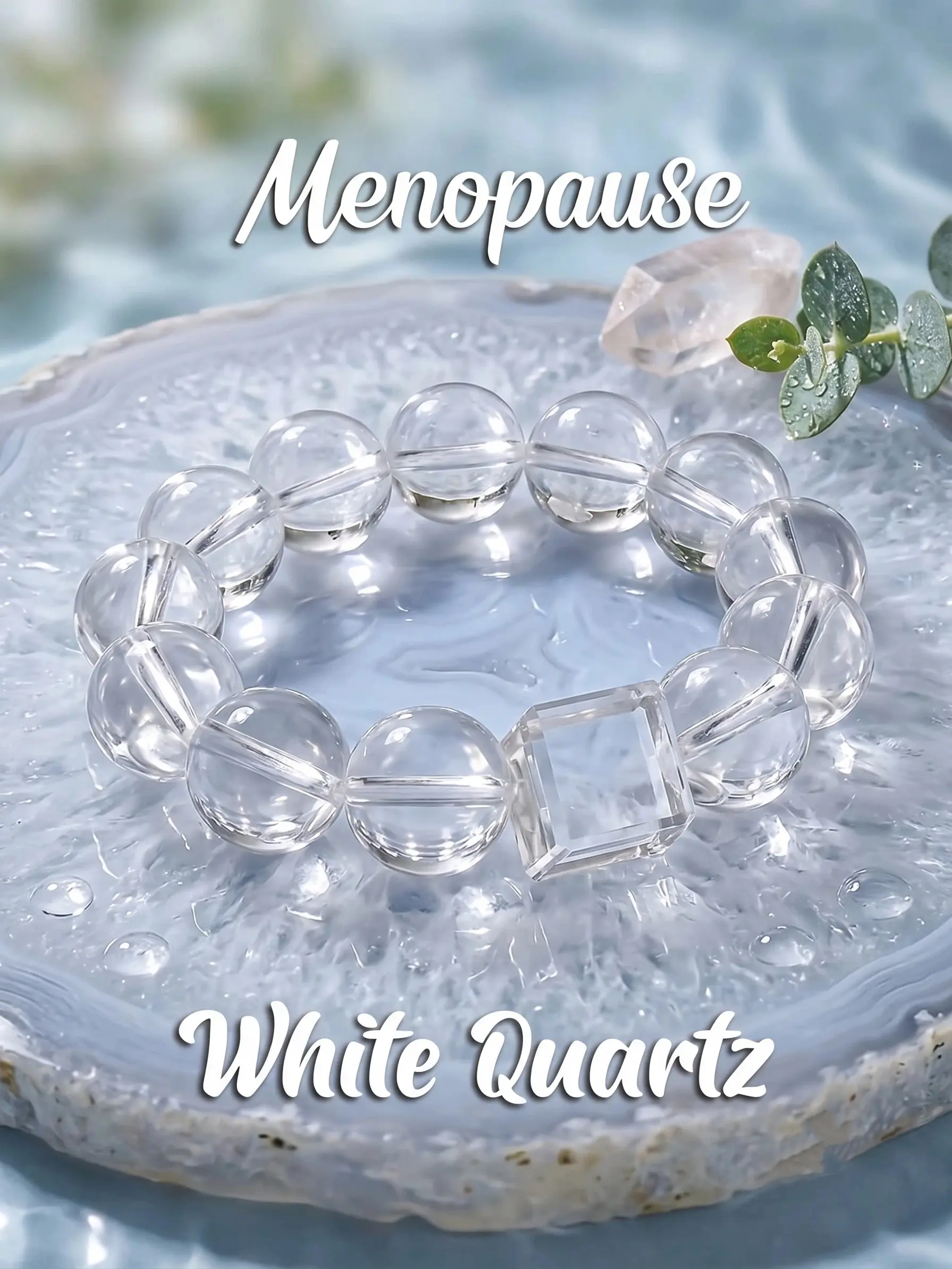 1pc Clear Quartz Crystal Beaded Bracelet for Women, Stretch Elastic Crystal Bracelet with Cube Accent Bead, Minimalist Stackable Jewelry for Daily Wear, Meditation and Gifts