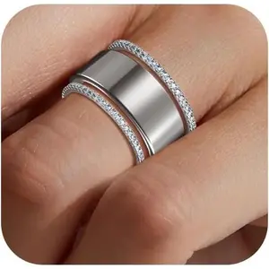 2-Pack 14K Gold Plated Stacking Rings for Oura Gen 4/Oura Gen 3, Cubic Zirconia Simulated Diamond Oura Ring Stack for Women