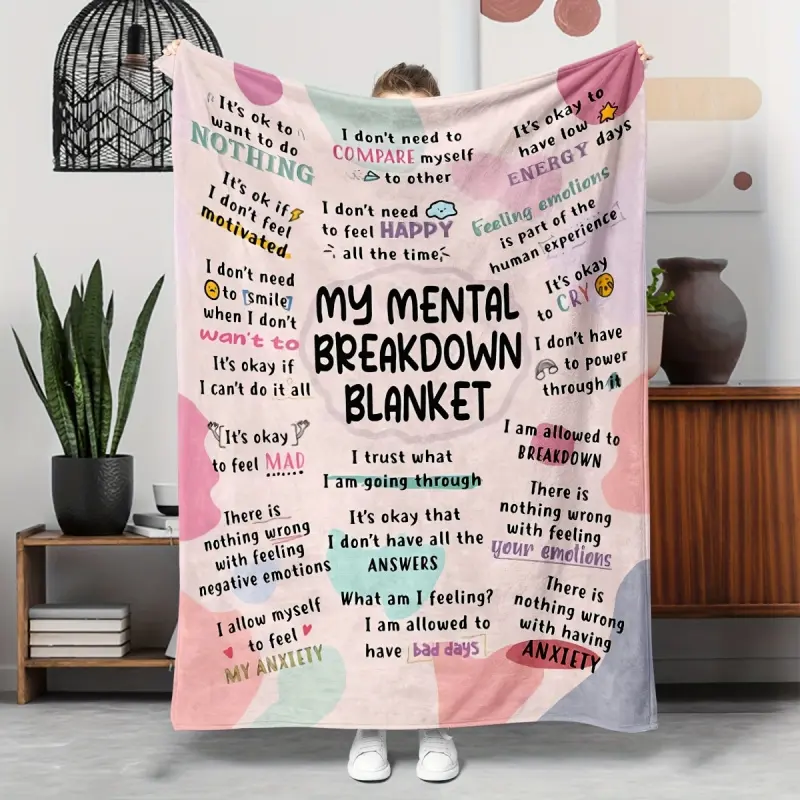 My Emotional Support Blanket for Mental Breakdowns, a Healing Blanket for Anxiety, Awareness of Mental Health / a Gift for Both Men And Women, Blanket Gifts, Essential for Therapy/Counseling Offices/Decor, Decorative Blanket, Therapist Gift Blanket