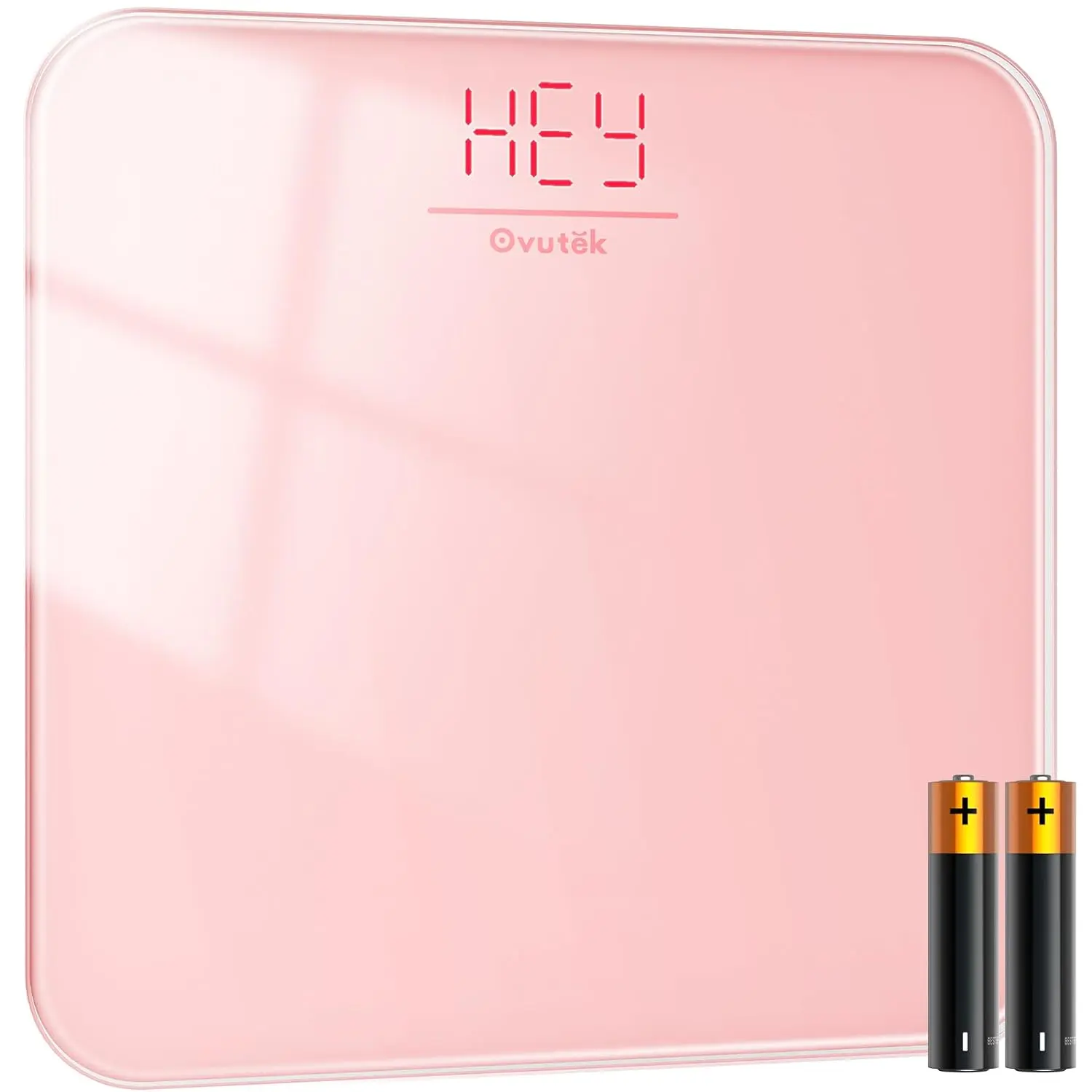 Digital Body Weighing Scale - Pink, 400lb Capacity, Highly Accurate, Lightweight Mini Compact, LED Display, Durable Tempered Glass, Automatic On-Off, Battery Powered, Synthetic Build, Upgraded Batteries Included, Perfect Gift for Friends