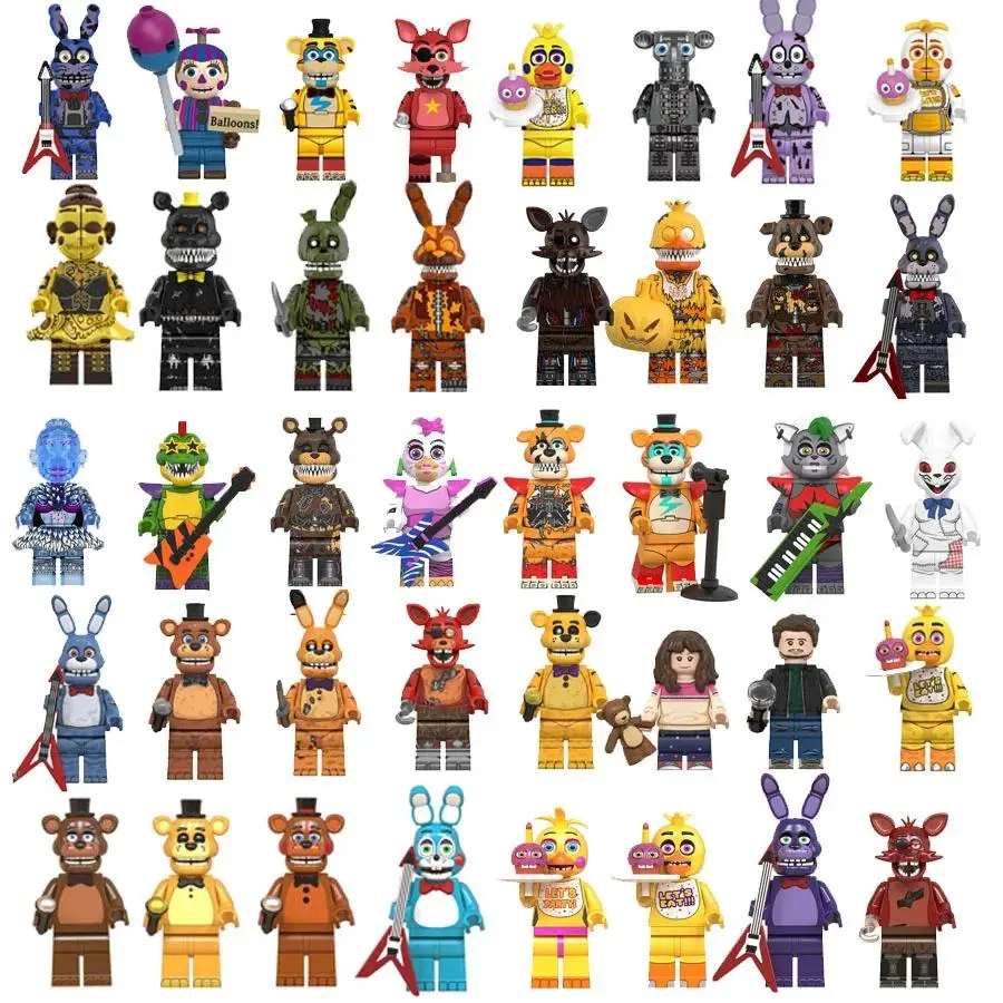 NEW FNAF Nights Game Figure Mini Figures Building BlocksSkeleton Thriller Toys gift kids toys mould king